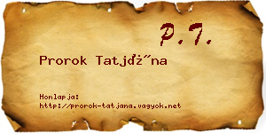 Prorok Tatjána névjegykártya